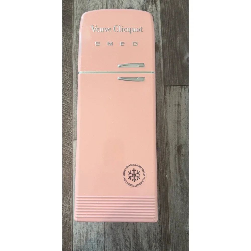 Veuve Clicquot Pink Tin Smeg Refrigerator Champagne Bottle Holder Cooler